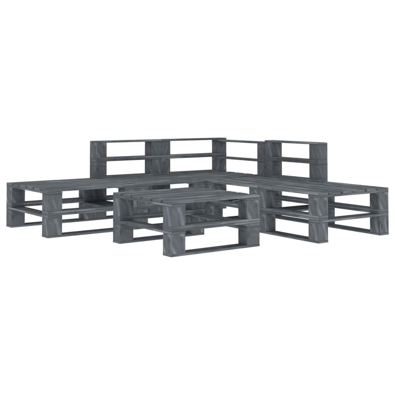 vidaXL 6 Piece Garden Pallet Lounge Set Wood Grey