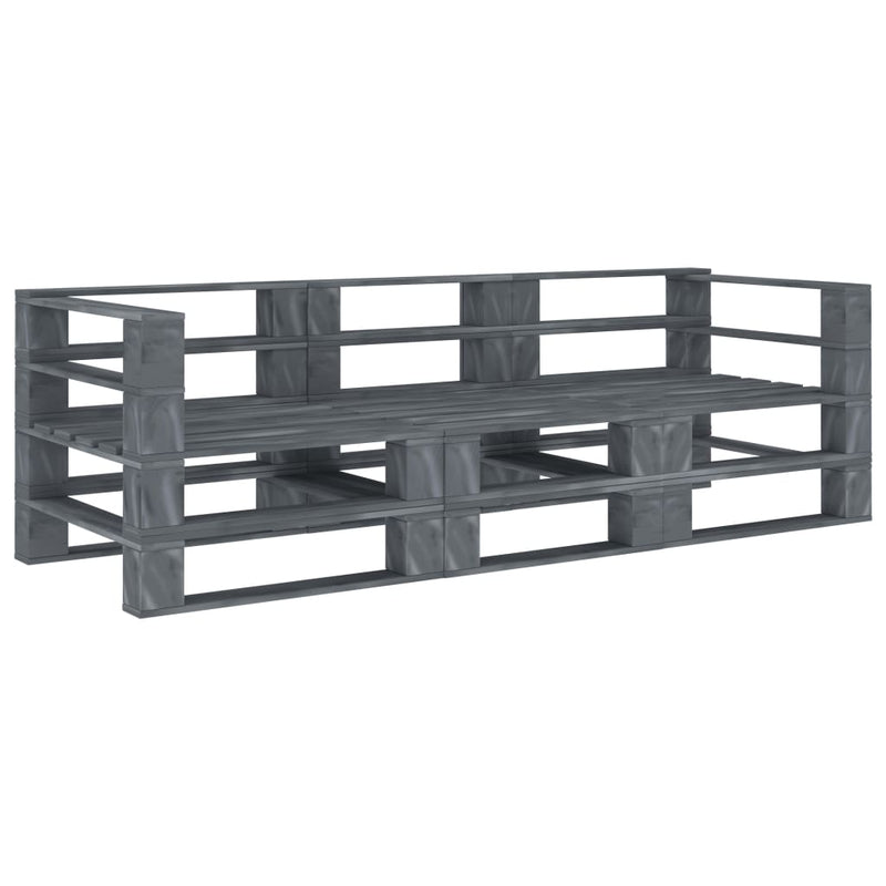 vidaXL Garden Pallet Sofa Grey 3-Seater Wood