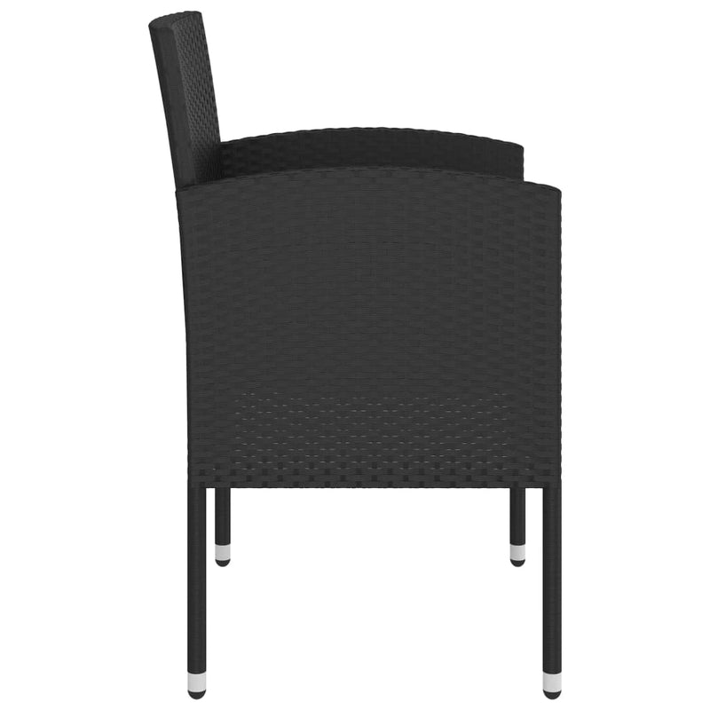 vidaXL 3 Piece Garden Dining Set Solid Acacia Wood & Poly Rattan Black