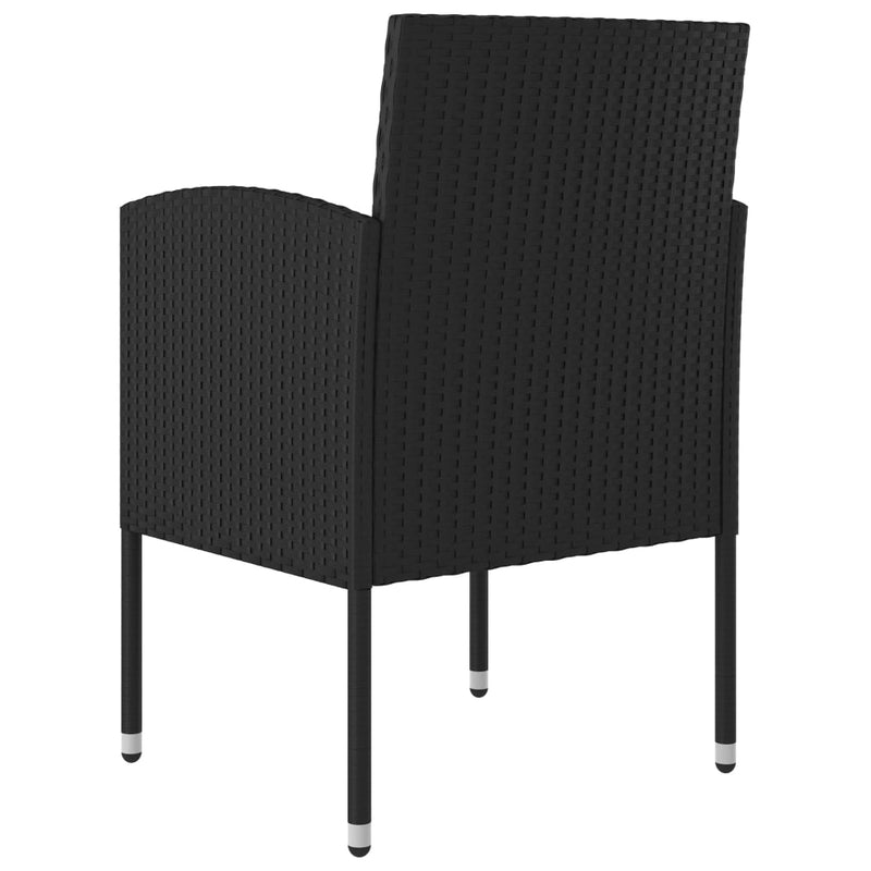 vidaXL 3 Piece Garden Dining Set Solid Acacia Wood & Poly Rattan Black
