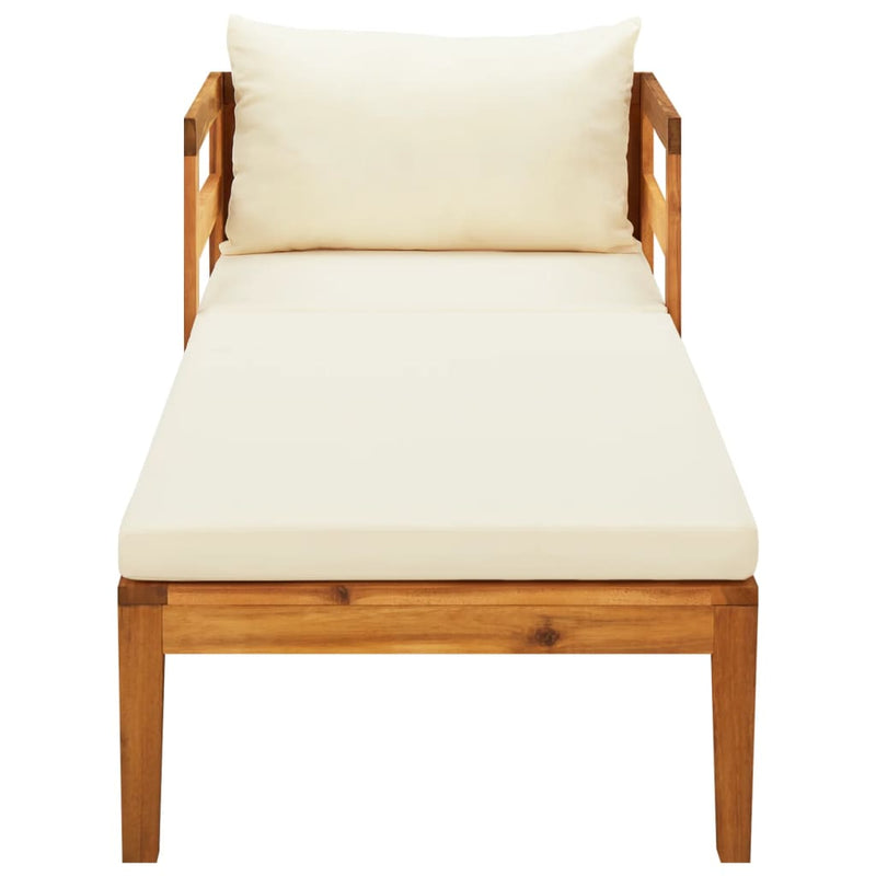 vidaXL Sun Lounger with Cream White Cushions Solid Acacia Wood