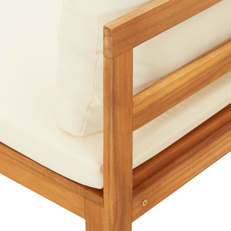 vidaXL Garden Bench with Table Cream White Cushions Solid Acacia Wood