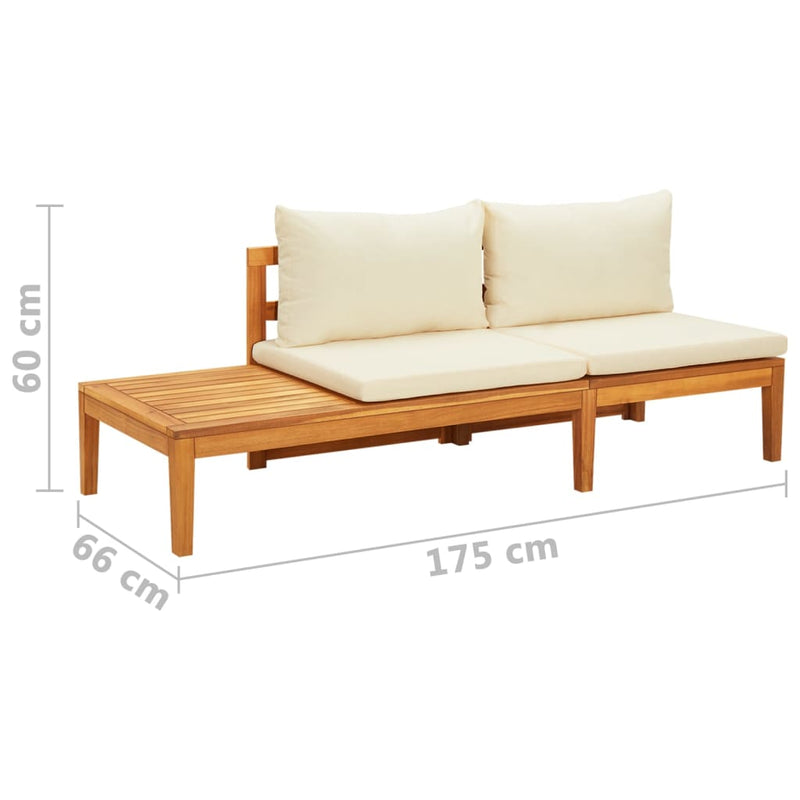 vidaXL Garden Bench with Table Cream White Cushions Solid Acacia Wood