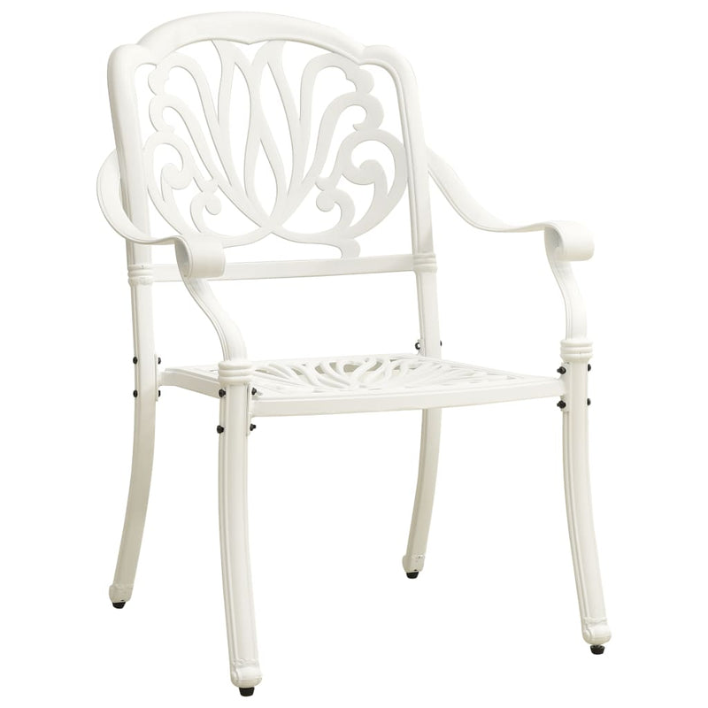 vidaXL 3 Piece Bistro Set Cast Aluminium White