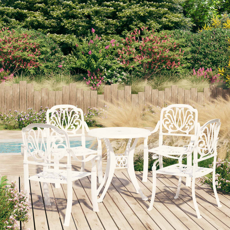 vidaXL 5 Piece Bistro Set Cast Aluminium White