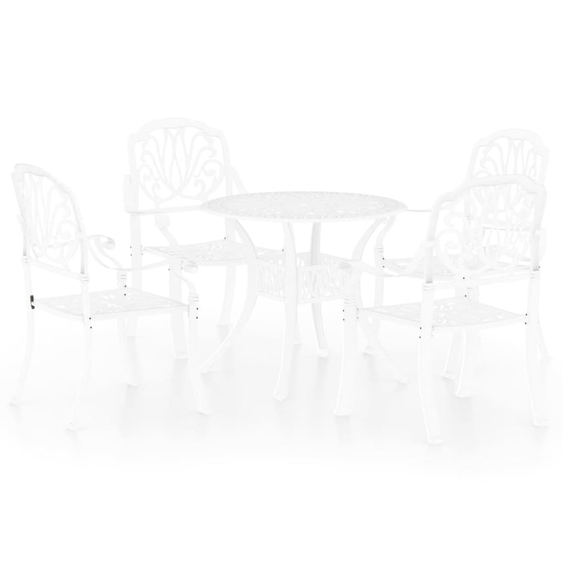 vidaXL 5 Piece Bistro Set Cast Aluminium White