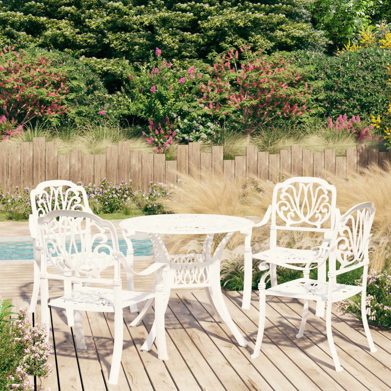 vidaXL 5 Piece Bistro Set Cast Aluminium White