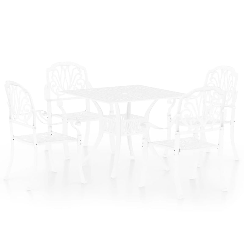 vidaXL 5 Piece Bistro Set Cast Aluminium White