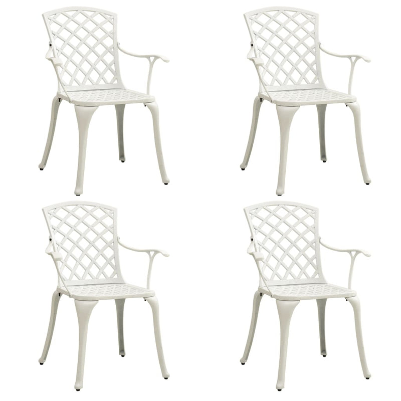 vidaXL 5 Piece Bistro Set Cast Aluminium White
