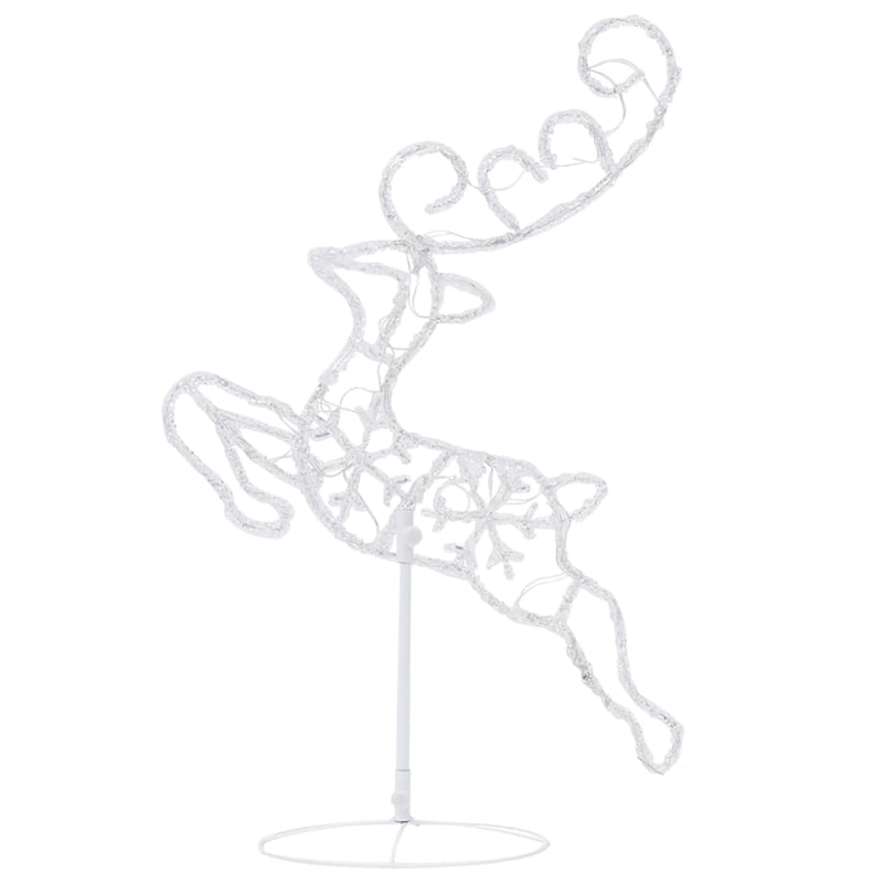 vidaXL Acrylic Christmas Flying Reindeer&Sleigh 260x21x87cm Warm White