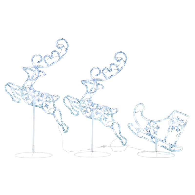 vidaXL Acrylic Christmas Flying Reindeer&Sleigh 260x21x87cm Cold White