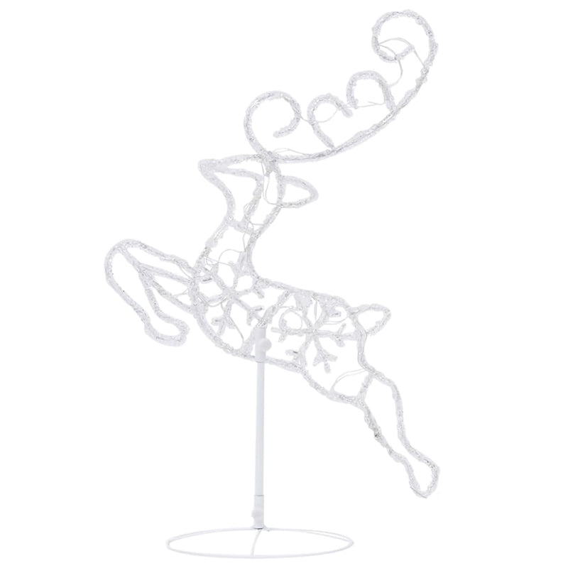 vidaXL Acrylic Christmas Flying Reindeer&Sleigh 260x21x87cm Cold White
