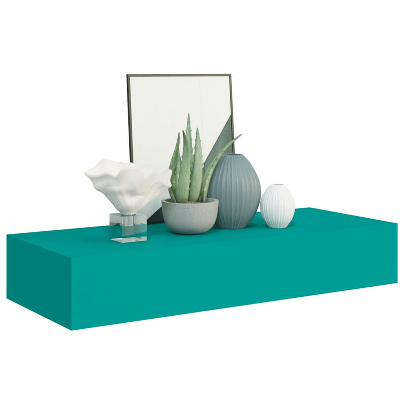 vidaXL Wall-mounted Drawer Shelf Blue 60x23.5x10cm MDF