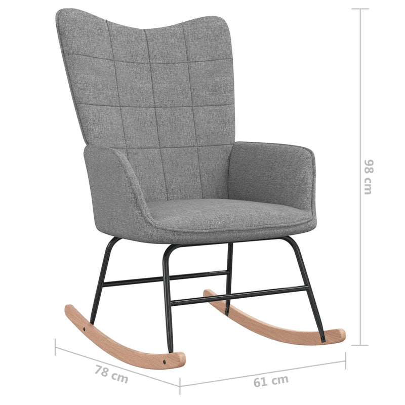 vidaXL Rocking Chair with a Stool Light Grey Fabric