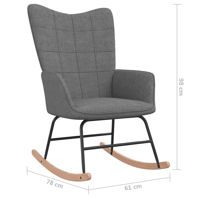 vidaXL Rocking Chair with a Stool Dark Grey Fabric