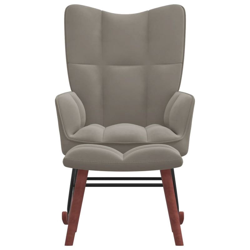 vidaXL Rocking Chair with a Stool Light Grey Velvet