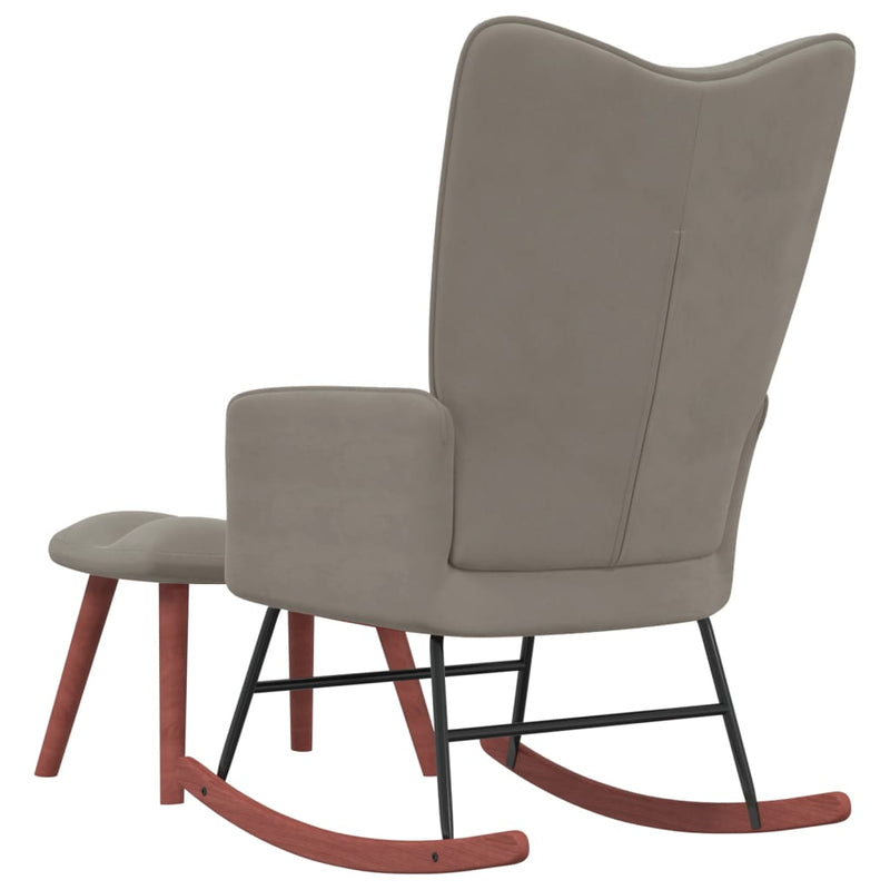 vidaXL Rocking Chair with a Stool Light Grey Velvet