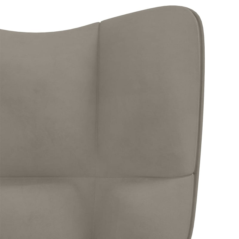Rocking Chair with a Stool Light Grey Velvet