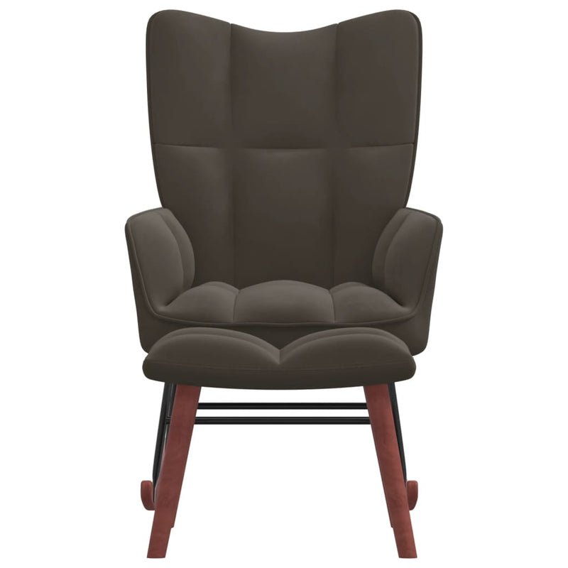 vidaXL Rocking Chair with a Stool Dark Grey Velvet