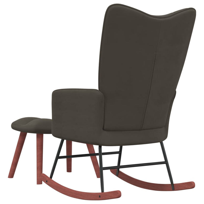 vidaXL Rocking Chair with a Stool Dark Grey Velvet