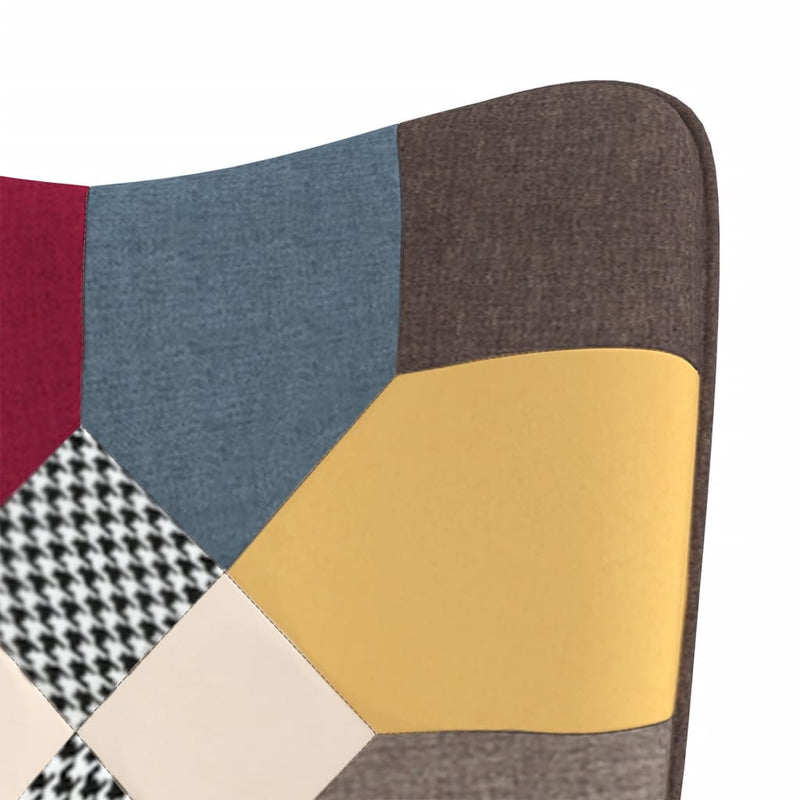 vidaXL Rocking Chair with a Stool Patchwork Fabric