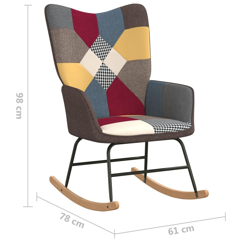 vidaXL Rocking Chair with a Stool Patchwork Fabric