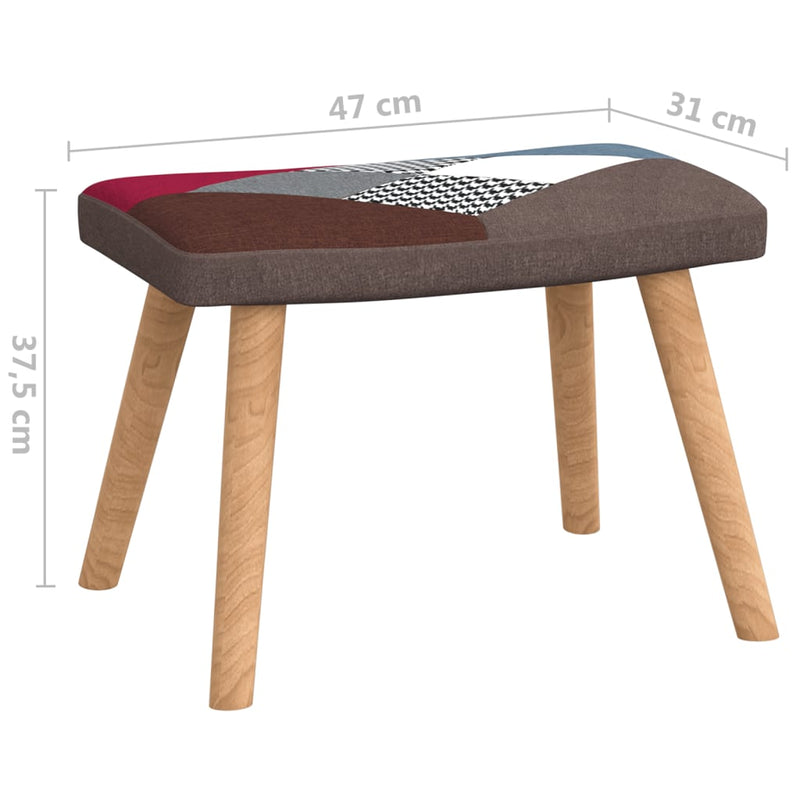 vidaXL Rocking Chair with a Stool Patchwork Fabric