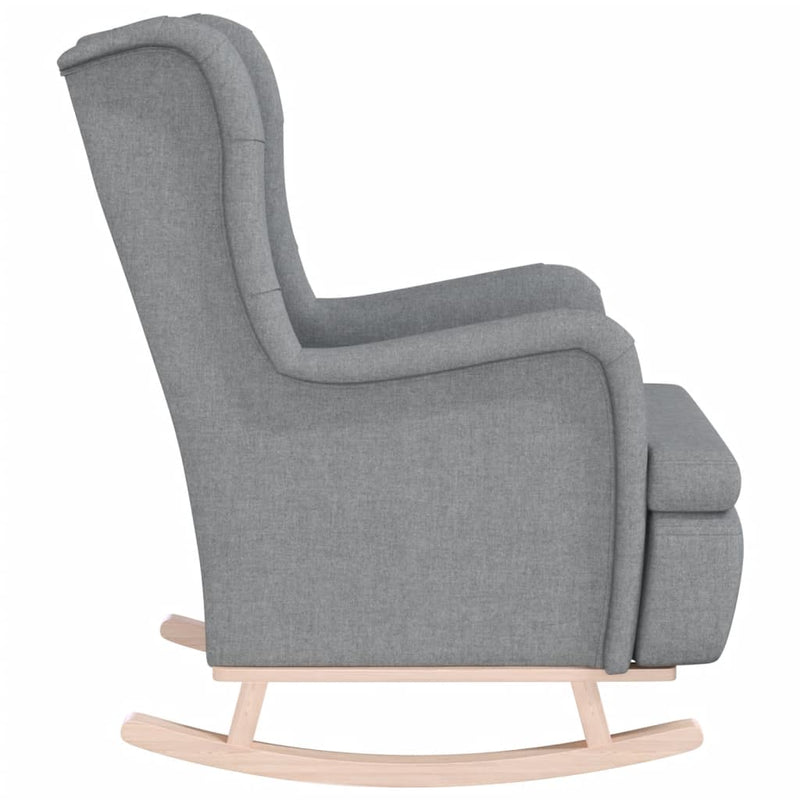 vidaXL Armchair with Solid Rubber Wood Rocking Legs Light Grey Fabric
