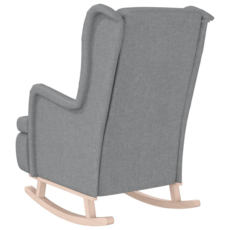 vidaXL Armchair with Solid Rubber Wood Rocking Legs Light Grey Fabric