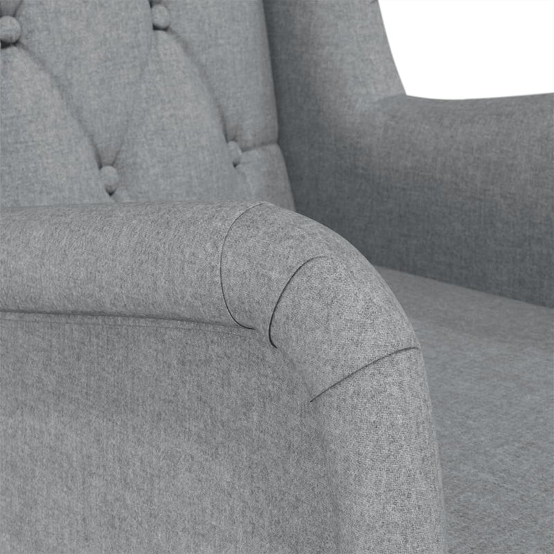 vidaXL Armchair with Solid Rubber Wood Rocking Legs Light Grey Fabric