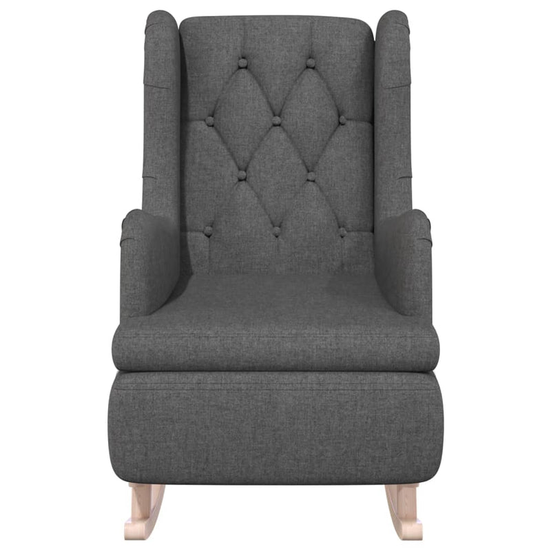 vidaXL Armchair with Solid Rubber Wood Rocking Legs Dark Grey Fabric