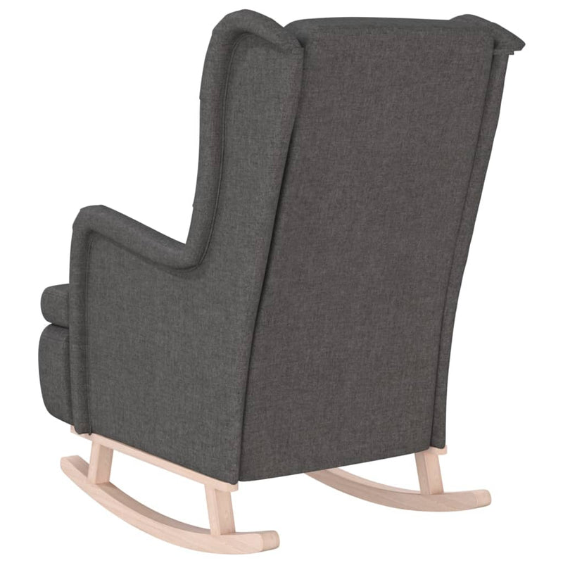 vidaXL Armchair with Solid Rubber Wood Rocking Legs Dark Grey Fabric