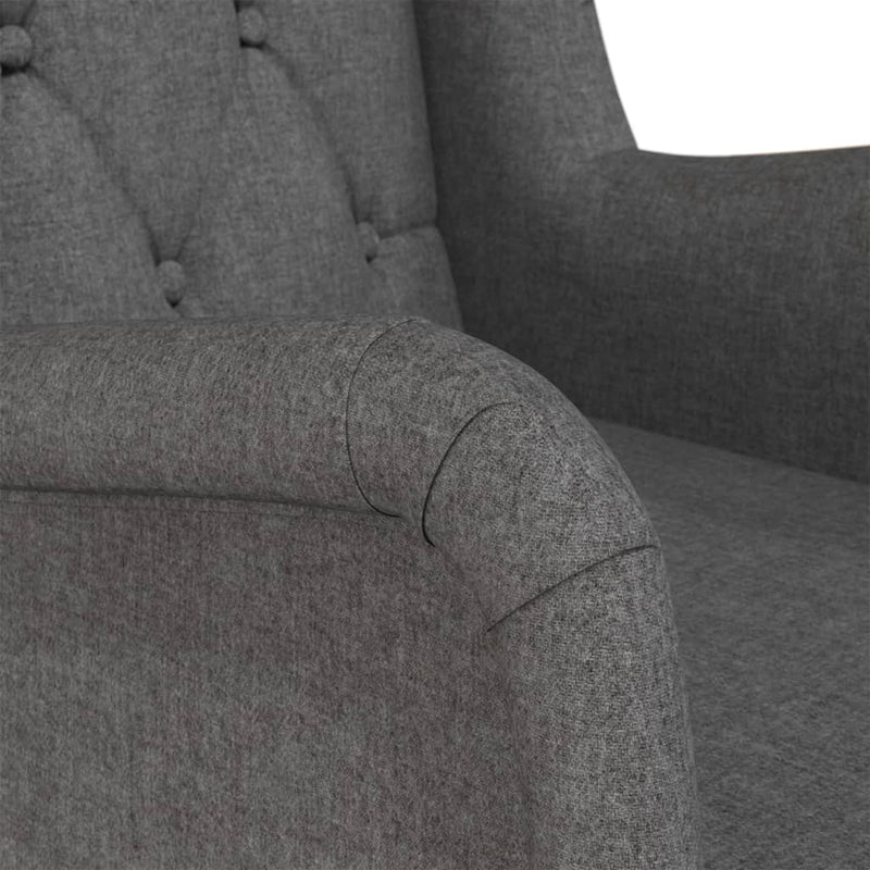 Armchair with Solid Rubber Wood Rocking Legs Dark Grey Fabric