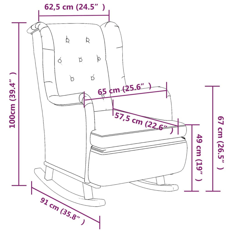 vidaXL Armchair with Solid Rubber Wood Rocking Legs Dark Grey Fabric