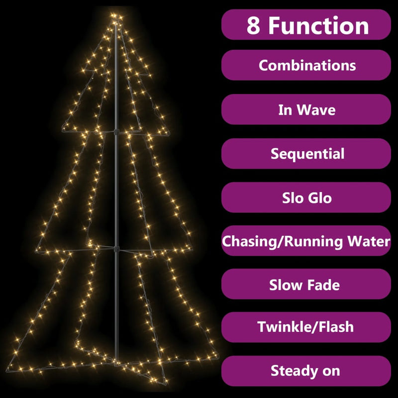 vidaXL Christmas Cone Tree 240 LEDs Indoor and Outdoor 118x180 cm