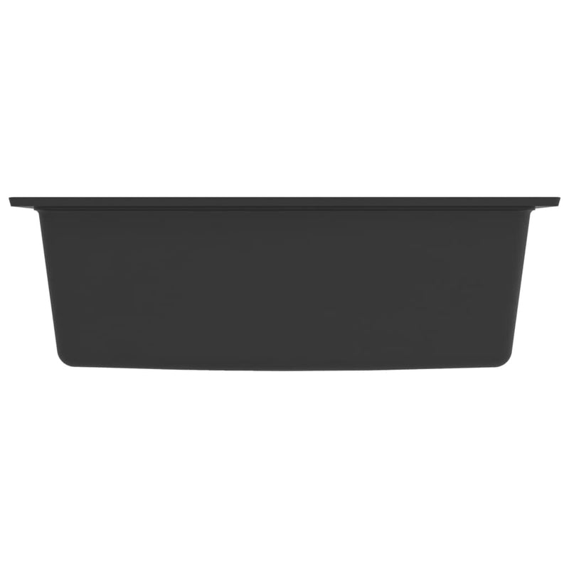 vidaXL Kitchen Sink with Overflow Hole Black Granite