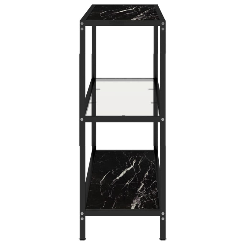 vidaXL Shelf Transparent and Black Marble 100x36x90 cm Tempered Glass