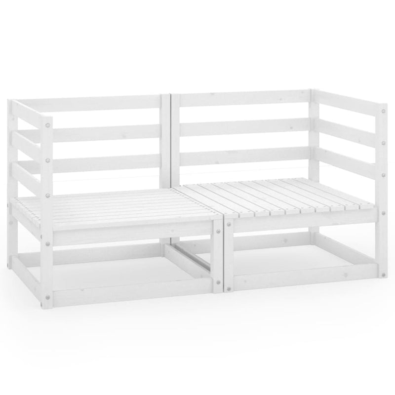 vidaXL Garden 2-Seater Sofa White Solid Wood Pine