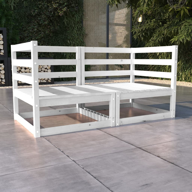 vidaXL Garden 2-Seater Sofa White Solid Wood Pine