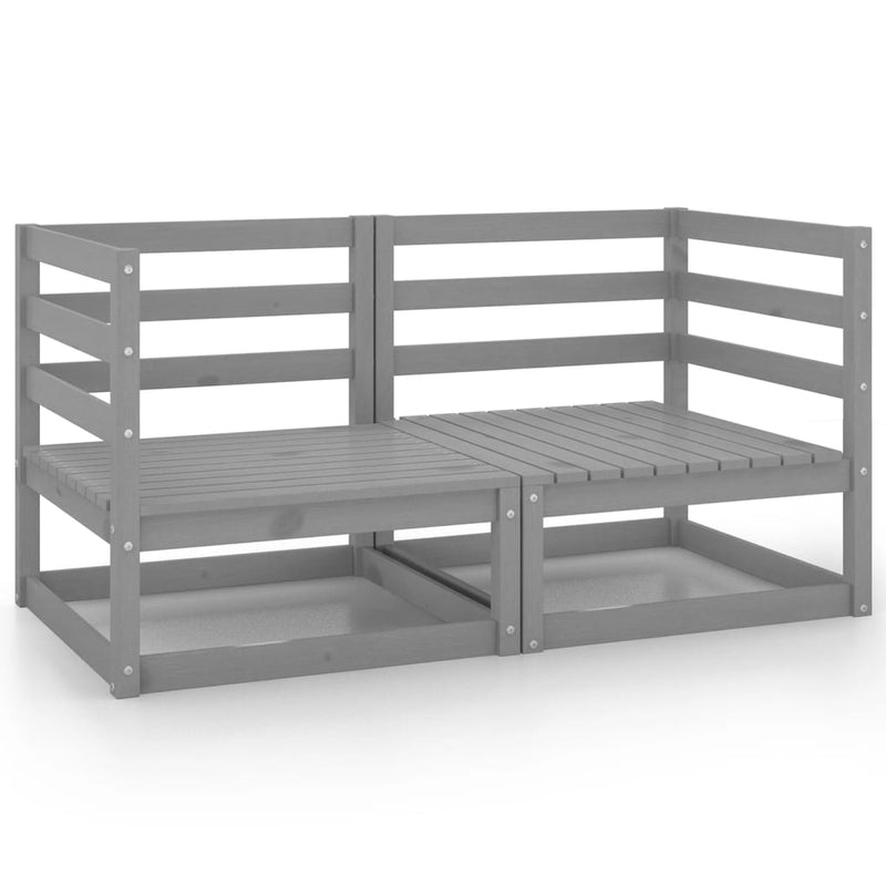 vidaXL Garden 2-Seater Sofa Grey Solid Wood Pine