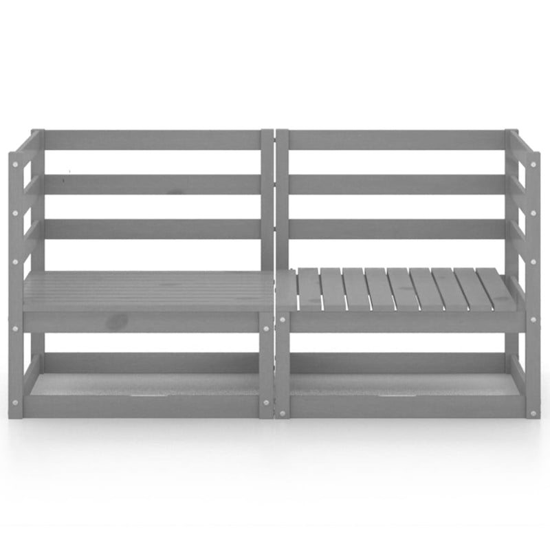 vidaXL Garden 2-Seater Sofa Grey Solid Wood Pine