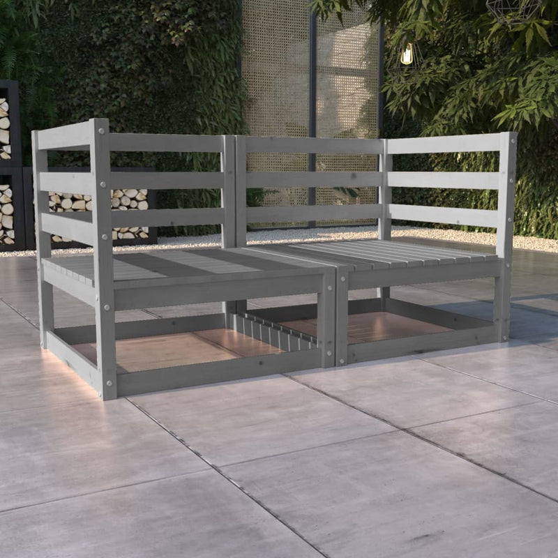 vidaXL Garden 2-Seater Sofa Grey Solid Wood Pine