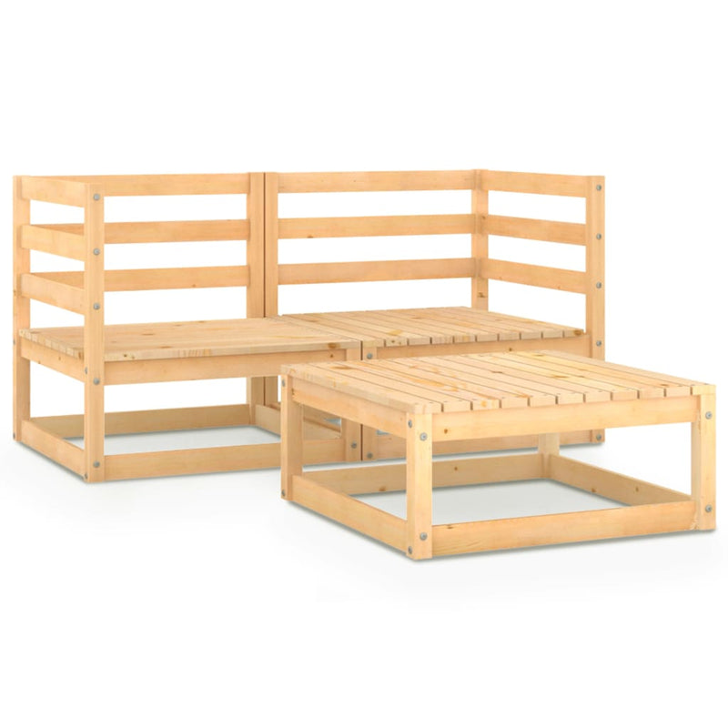 vidaXL 3 Piece Garden Lounge Set Solid Pinewood