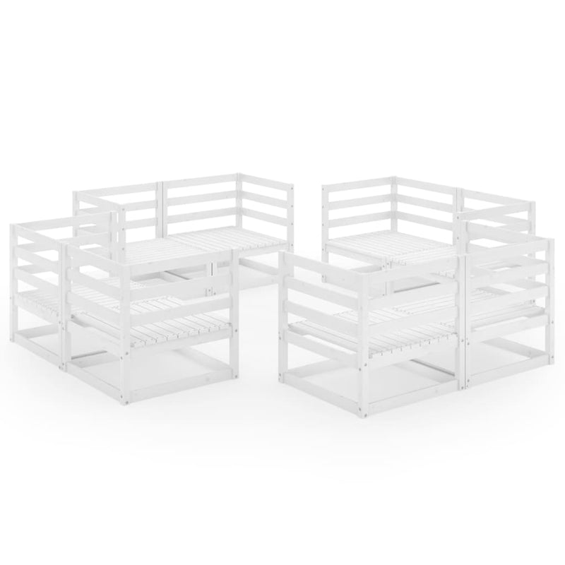 vidaXL 8 Piece Garden Lounge Set White Solid Pinewood