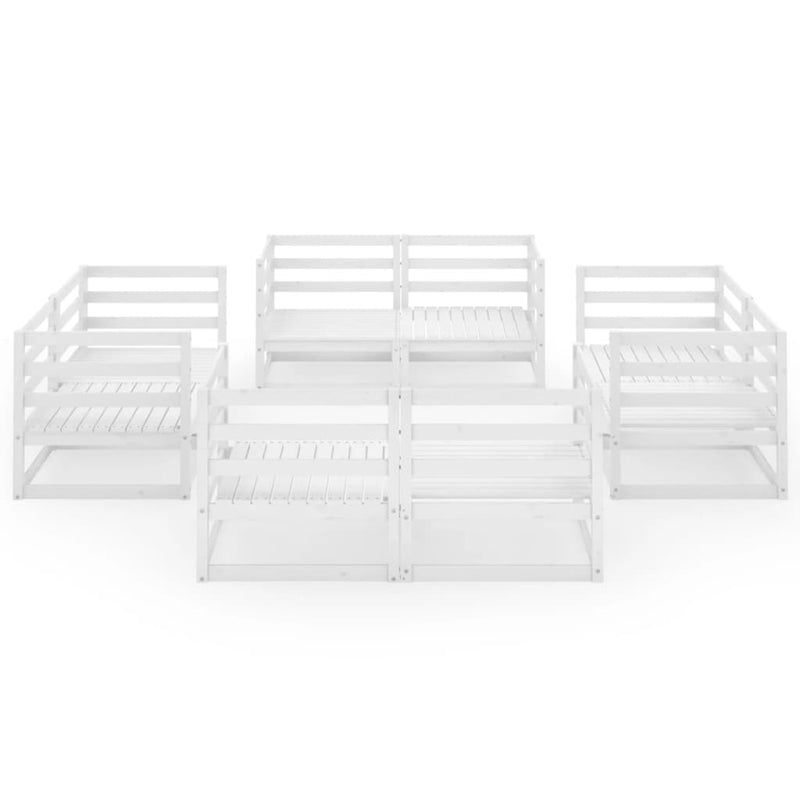 vidaXL 8 Piece Garden Lounge Set White Solid Pinewood