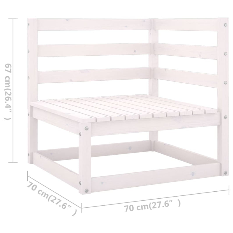 vidaXL 8 Piece Garden Lounge Set White Solid Pinewood