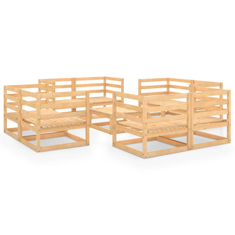vidaXL 9 Piece Garden Lounge Set Solid Pinewood