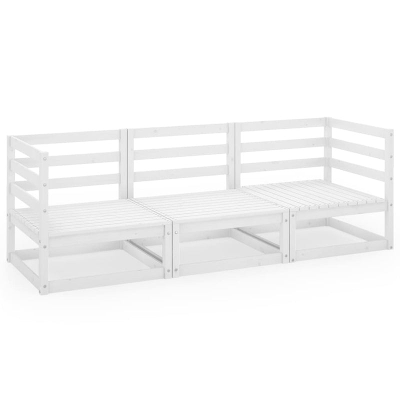 vidaXL Garden 3-Seater Sofa White Solid Pinewood