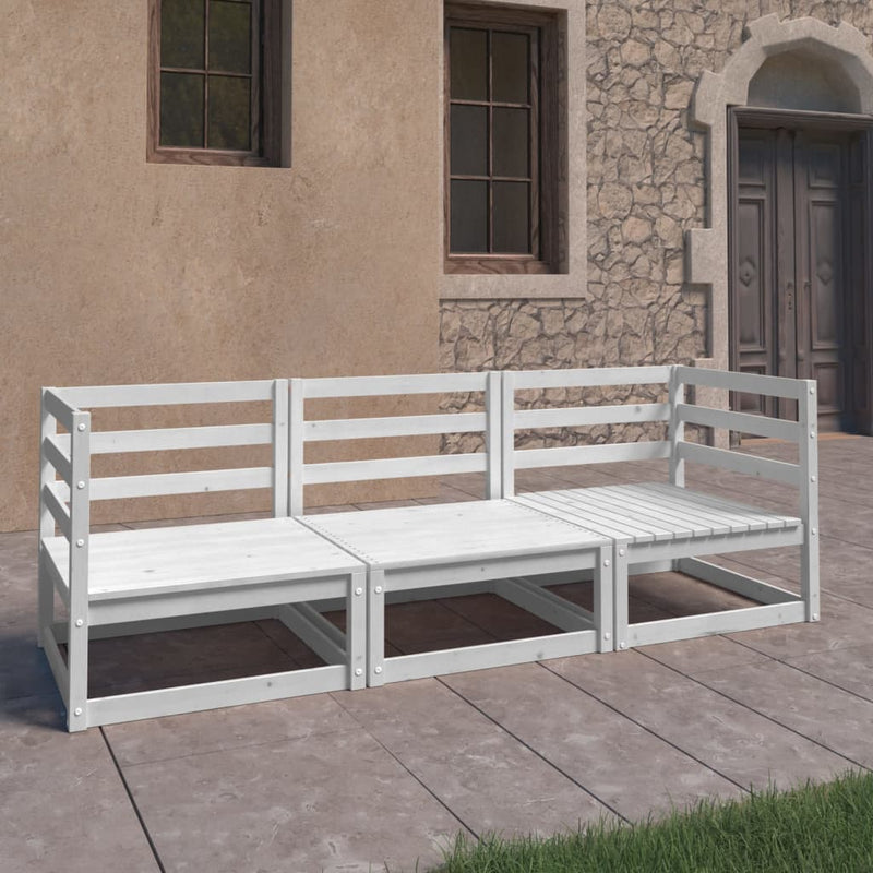 vidaXL Garden 3-Seater Sofa White Solid Pinewood