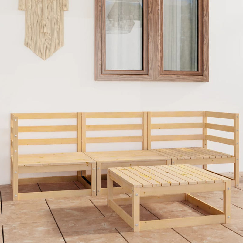 vidaXL 4 Piece Garden Lounge Set Solid Pinewood